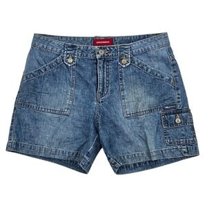Unionbay Womens Blue Denim Cargo Shorts Size 9 Medium‎ Wash Cotton JB41229